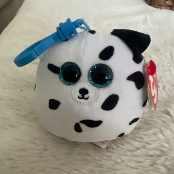 Ty Other - TY Mini Beanie Squish-A-Boos Plush FETCH the Dalmatian Dog (3 inch) Key Clip New